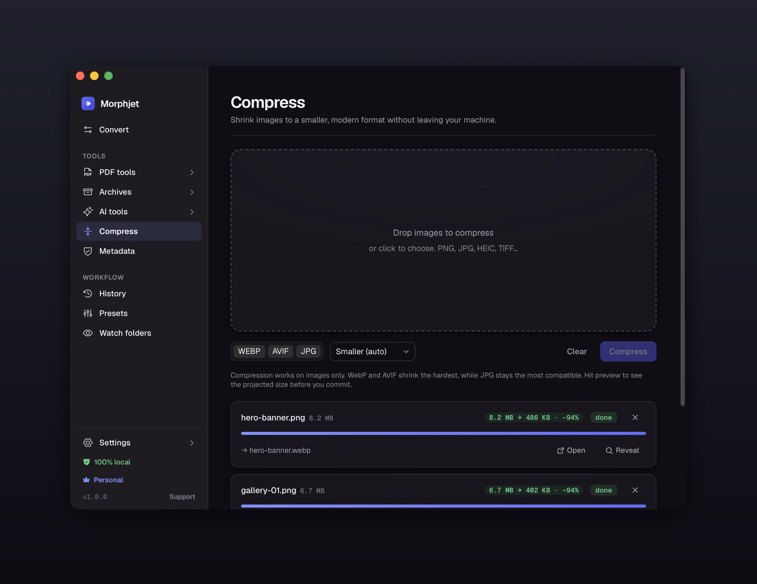 Morphjet: Smaller files, same look.