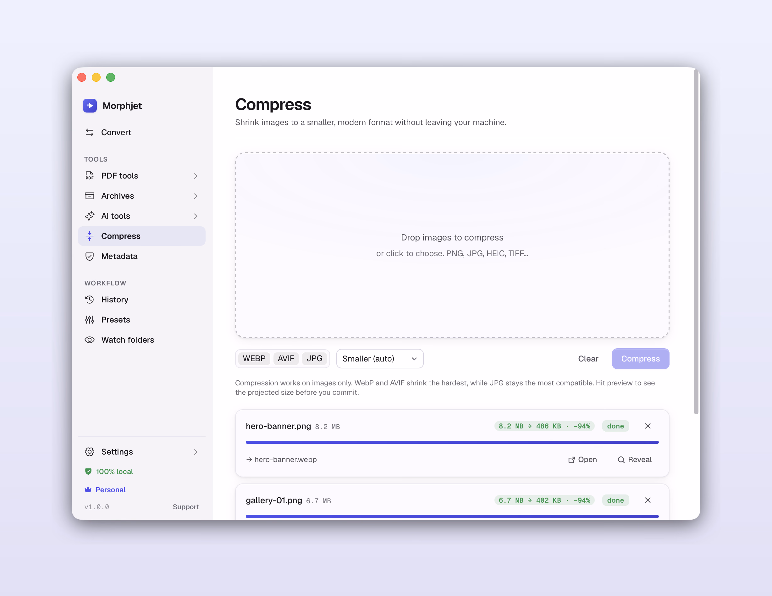 Morphjet: Smaller files, same look.