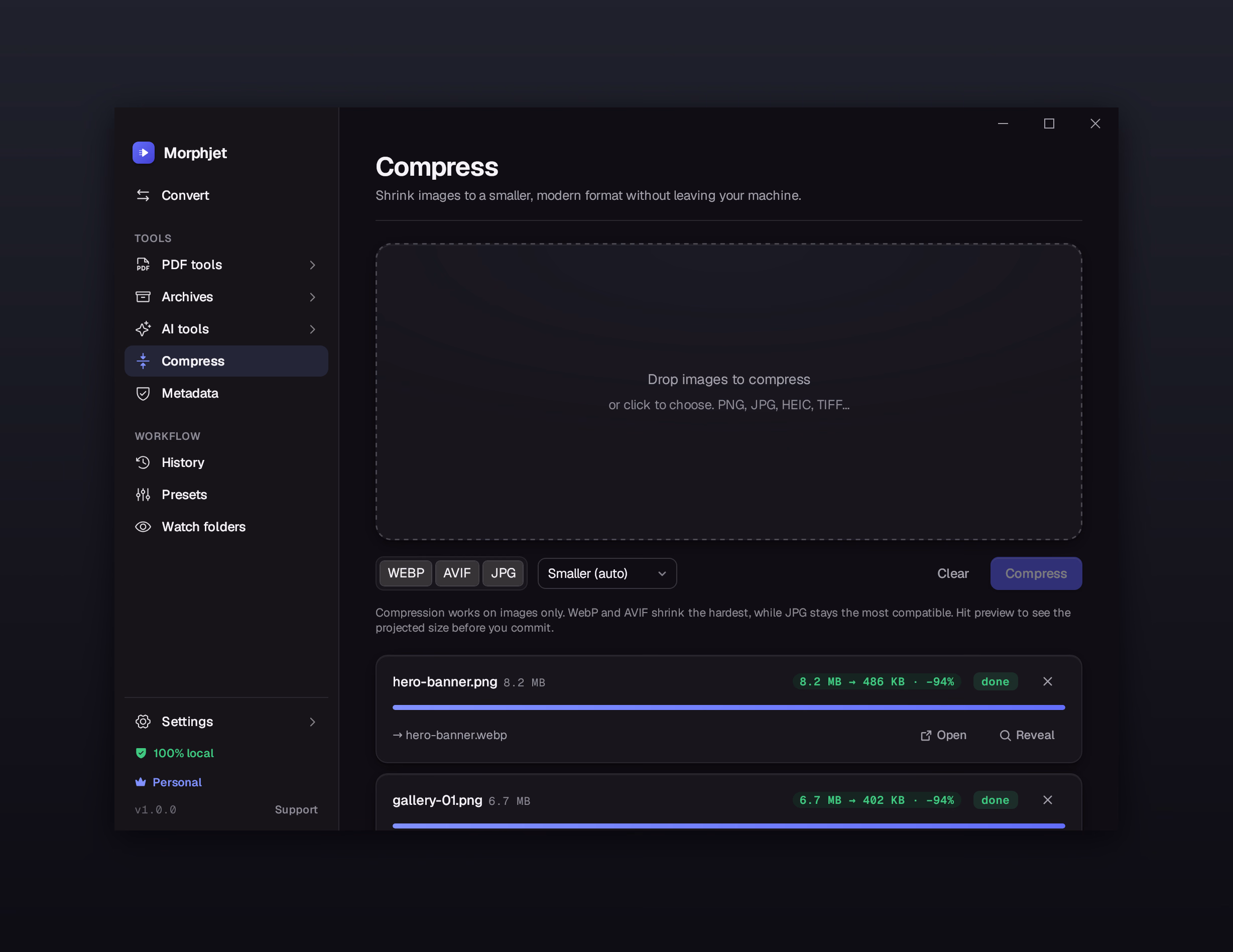 Morphjet: Smaller files, same look.
