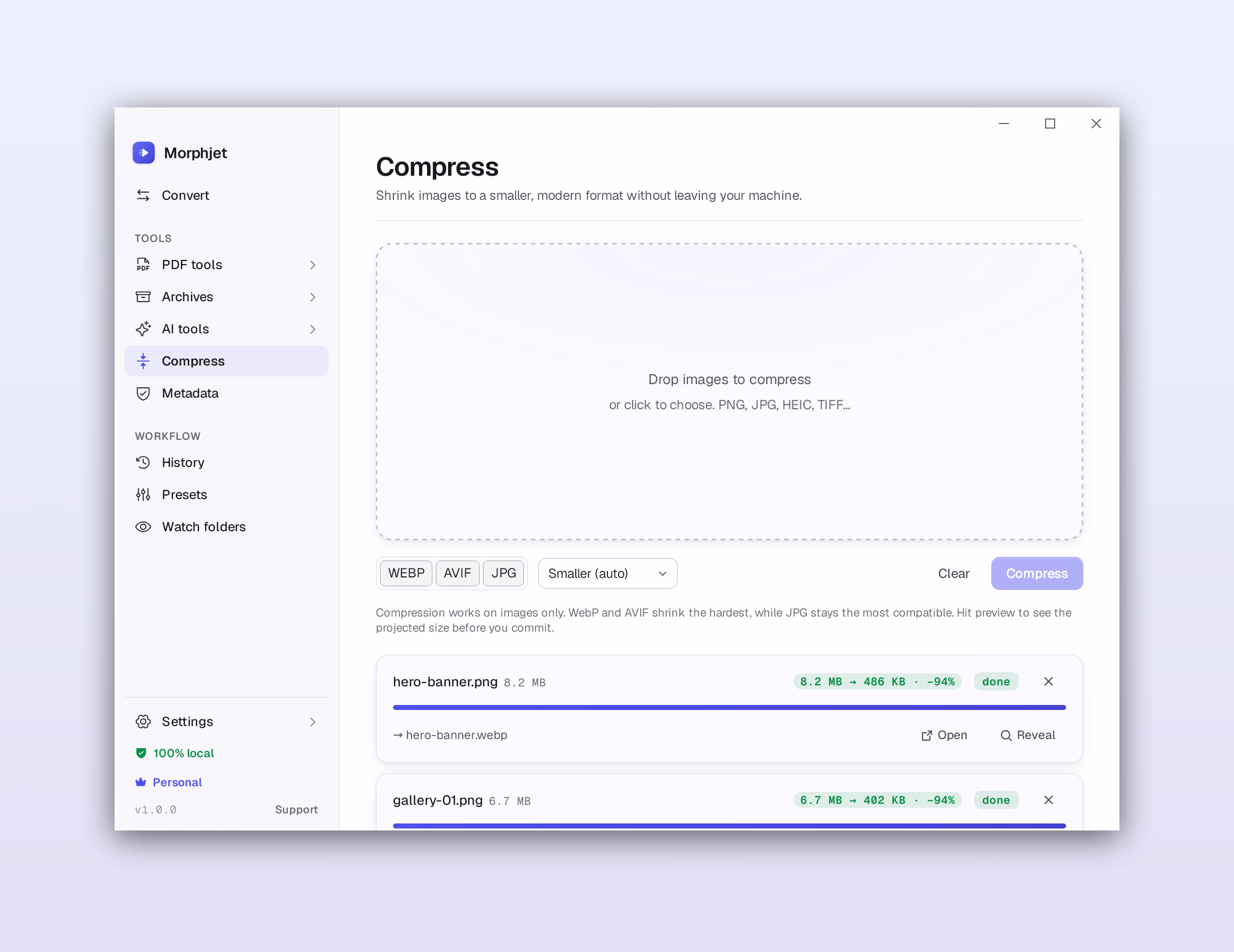 Morphjet: Smaller files, same look.