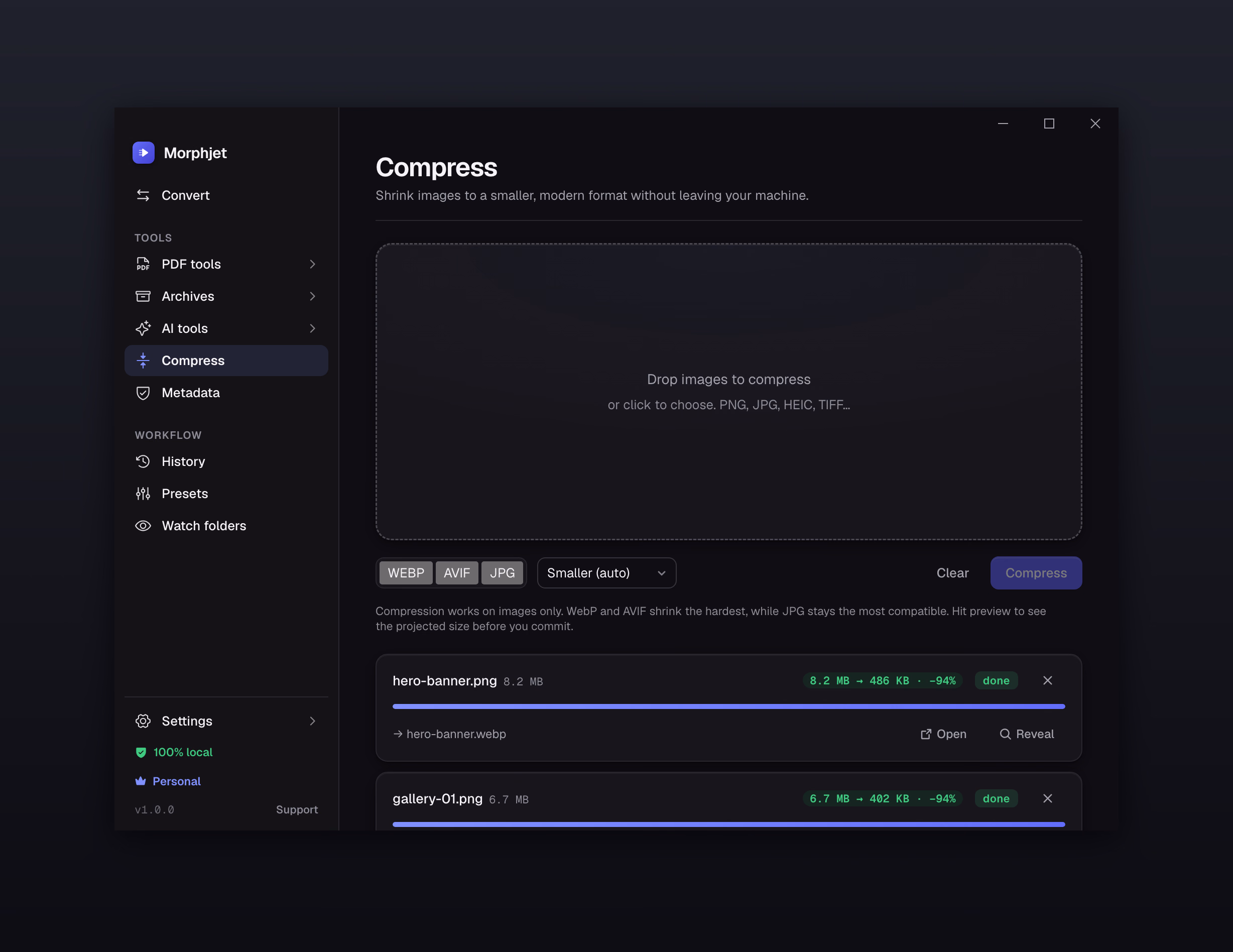 Morphjet: Smaller files, same look.